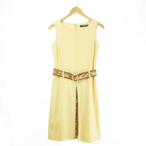 FASHION ワンピース ノースリーブ リバーシブルベルト ロゴ イエロー