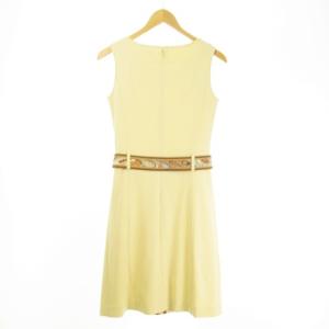 LEONARD FASHION ワンピース ノースリーブ リバーシブルベルト ロゴ イエロー