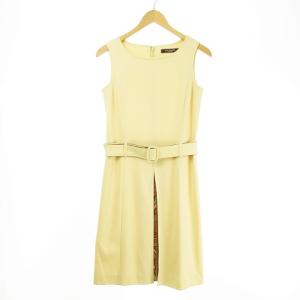 LEONARD FASHION ワンピース ノースリーブ リバーシブルベルト ロゴ イエロー