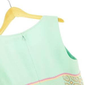 LEONARD FASHION フラワープリントノースリーブワンピース 38 ミントグリーン