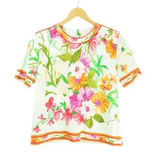 FASHION カットソー Tシャツ 花柄 ロゴ入り フラワープリント LL