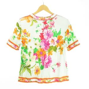 LEONARD FASHION カットソー Tシャツ 花柄 ロゴ入り フラワープリント LL