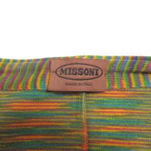 MISSONI ベスト ジレ ニット 前開き 配色 緑 グリーン オレンジ 44 Lサイズ相当 コットン IBO20 X