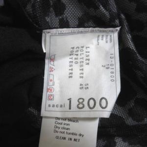 sacai ワンピース ひざ丈 半袖 切替 レオパード ヒョウ柄 リネン チュール 2 ブラック
