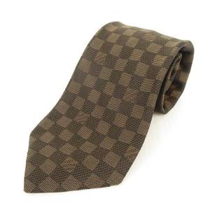 クラヴァット ダミエ クラシック ネクタイ シルク イタリア製 ブラウン