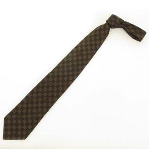 LOUIS VUITTON クラヴァット ダミエ クラシック ネクタイ シルク イタリア製 ブラウン