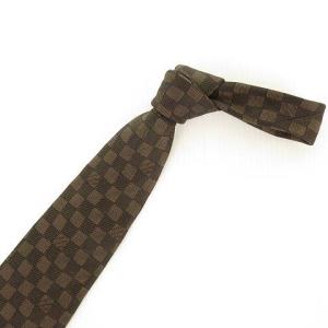 LOUIS VUITTON クラヴァット ダミエ クラシック ネクタイ シルク イタリア製 ブラウン