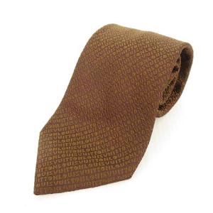 クラヴァット ネクタイ 英字 ロゴ 総柄 シルク イタリア製 ブラウン IBO20