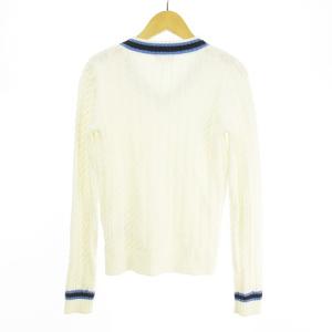BLUE LABEL CRESTBRIDGE ニット セーター Vネック ケーブル 縄編み 綿混 38 オフホワイト ネイビー