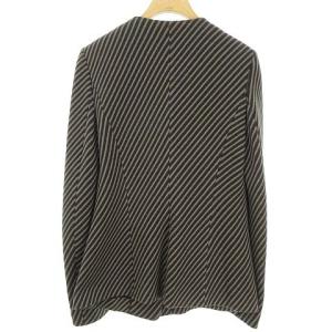ARMANI COLLEZIONI ボンディング ノーカラー ジャケット ストライプ 40 チャコール