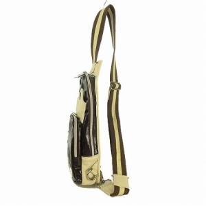 Orobianco IBRIDELLO ボディバッグ 縦型 ショルダーバッグ PVC レザー ダークブラウン