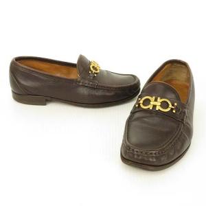 Salvatore Ferragamo ガンチーニ ビット ローファー スリッポン レザー シューズ 6 EE ブラウン