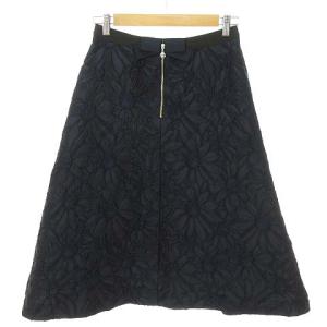 M'S GRACY ジャガードフレアスカート NM-017122 花柄 40 ネイビー