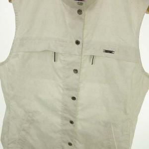 LEONARD SPORT シャドー 総柄 前開き ベスト トップス ポリエステル 40 ホワイト