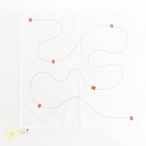 ハンカチーフ ハンカチ バンダナ カレ 40cm ロゴ刺繍 ステッチ刺繍 コットン 未使用 タグ付き IBO21