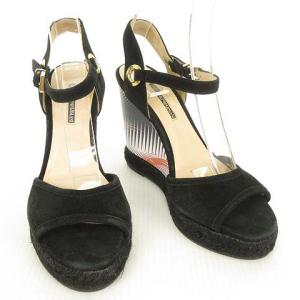 EMPORIO ARMANI サンダル スウェード ストラップ エスパドリーユ 35 ブラック