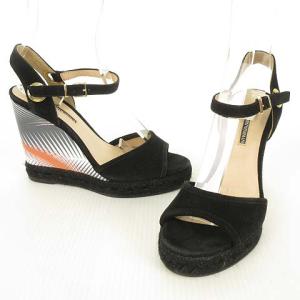 EMPORIO ARMANI サンダル スウェード ストラップ エスパドリーユ 35 ブラック