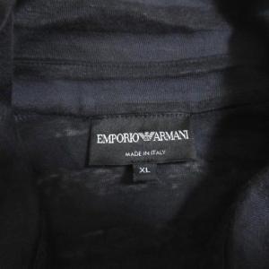 EMPORIO ARMANI ボーダーポロ 国内正規品 シャツ 半袖 コットン リネン ワンポイント ネイビー XL