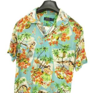 POLO RALPH LAUREN アロハシャツ M ブルー