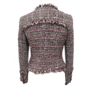 GRACE CONTINENTAL ツイードライダースジャケット ジップアップ ウール パープル系 36