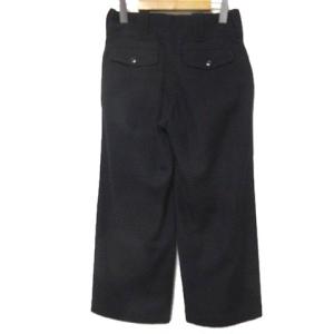 MHL. 15AW ウールクロップドパンツ ワイド ボタンフライ ブラック