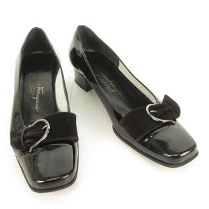 Salvatore Ferragamo BOUTIQUE パンプス ガンチーニ ベルト スクエア 6.5 ブラック