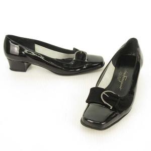 Salvatore Ferragamo BOUTIQUE パンプス ガンチーニ ベルト スクエア 6.5 ブラック