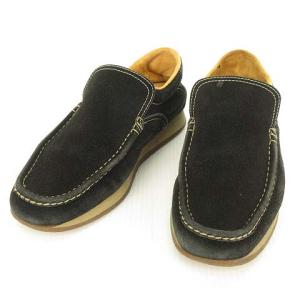 TURBO スリッポン スニーカー スウェード Uチップ モックトゥ 38 ブラック IBO21 AA