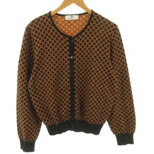 ヴィンテージ 総柄 4Gロゴ カーディガン ニット セーター クルーネック オレンジ ブラック L
