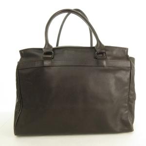 レザー トートバッグ チャーム付き 低鋲  ブラウン 0409