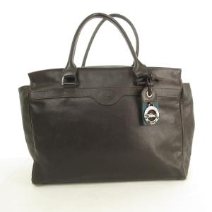 Longchamp レザー トートバッグ チャーム付き 低鋲  ブラウン 0409