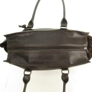 Longchamp レザー トートバッグ チャーム付き 低鋲  ブラウン 0409