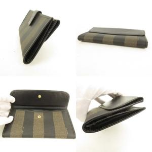 FENDI ペカン 長財布 Wホック PVC レザー ヴィンテージ ブラック ベージュ