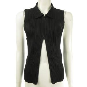 PLEATS PLEASE ISSEY MIYAKE ジップアッププリーツノースリーブブラウス 3 ブラック