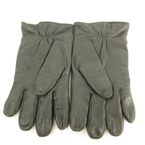 ARMANI COLLEZIONI レザー グローブ 手袋 ラインデザイン ニット裏地 ダークグレー