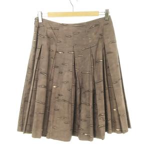 PRADA ボックスプリーツスカート 総柄 コットン 38 イタリア製 国内正規品 ブラウン