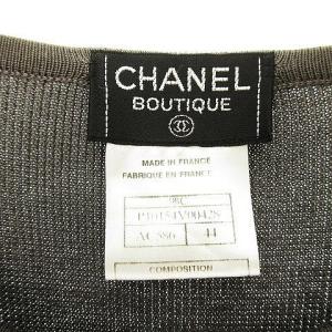 CHANEL 98C ヴィンテージ コットンニットカーディガン 44 モカグレージュ