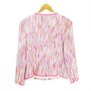 CHANEL 03C ココマークボタン ノーカラー セットアップ スーツ 48 46 ピンク