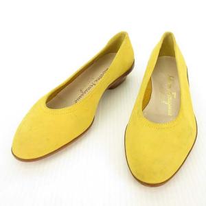 フラットシューズ パンプス ラウンドトゥ ヌバックレザー 4.5 C マスタード
