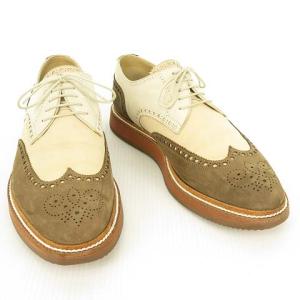 HERMES ウイングチップ シューズ ドレス カジュアル ヌバックレザー 41 カーキ ベージュ