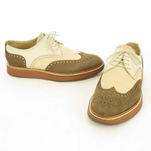 HERMES ウイングチップ シューズ ドレス カジュアル ヌバックレザー 41 カーキ ベージュ