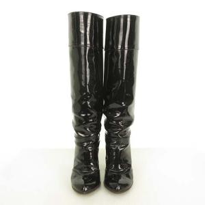 DOLCE&GABBANA ヒール ロングブーツ パテントレザー エナメル 36.5 ブラック