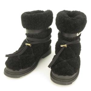 CHANEL ムートンブーツ ココマーク 37 黒