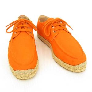 HERMES エスパドリーユ レースアップ キャンバス 41 オレンジ