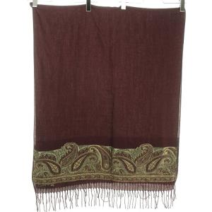 ETRO ヴィンテージ カシミア混 大判 ストール マフラー フリンジ ペイズリー ボルドー