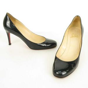 Christian Louboutin パテントレザー パンプス ラウンドトゥ エナメル 39 ダークグリーン