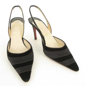 Christian Louboutin ポインテッドトゥ パンプス ミュール サンダル バックストラップ 38 ブラック