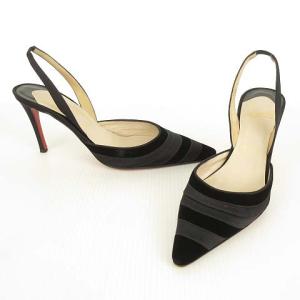 Christian Louboutin ポインテッドトゥ パンプス ミュール サンダル バックストラップ 38 ブラック