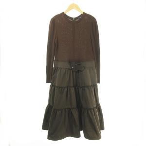 M'S GRACY 911517 40 ワンピース コットンブレンドニット ティアードスカート ベルトモチーフ 綿混
