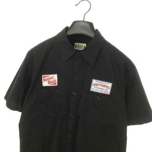 WACKO MARIA ショートスリーブ ワーク シャツ ワッペン マリア プリント 半袖 XL ブラック